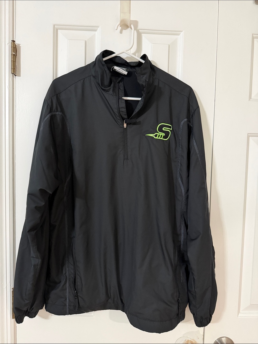 Nike Men’s Black Pullover Windbreaker with Neon Green Logo